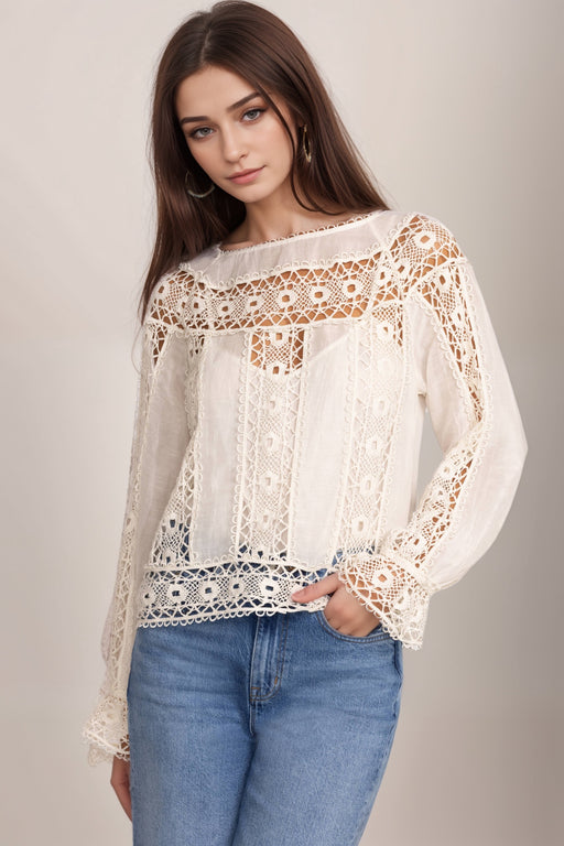 Johnny Was Jade Style L10124 Off-White Danila Lace Blouse