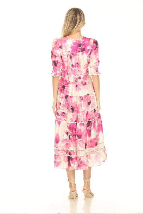 Johnny Was Jade Daphne Floral Tea Length Dress L38525-1