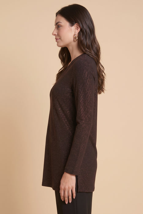 Johnny Was Jade Demi Metallic Long Sleeve V-Neck Tunic Petite L25125-9P