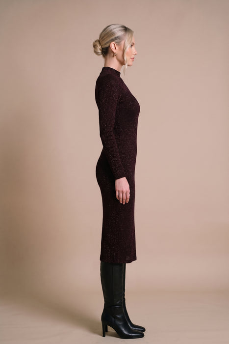 Johnny Was Jade Espresso Brown Jewell Mock Neck Midi Dress L36825-9