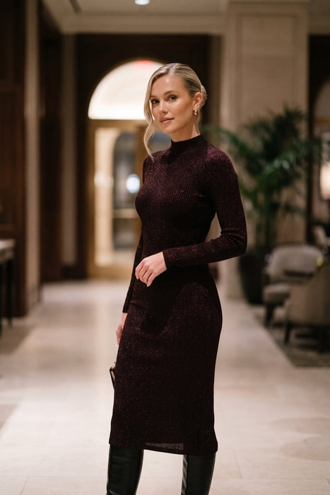 Johnny Was Jade Espresso Brown Jewell Mock Neck Midi Dress L36825-9