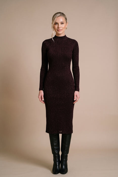 Johnny Was Jade Espresso Brown Jewell Mock Neck Midi Dress L36825-9