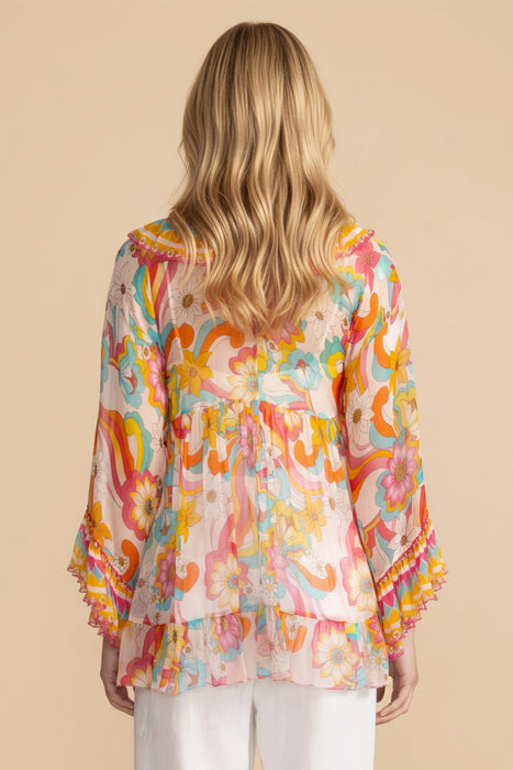 Johnny Was Jade Gal Ruffle Tie Blouse L17725-4