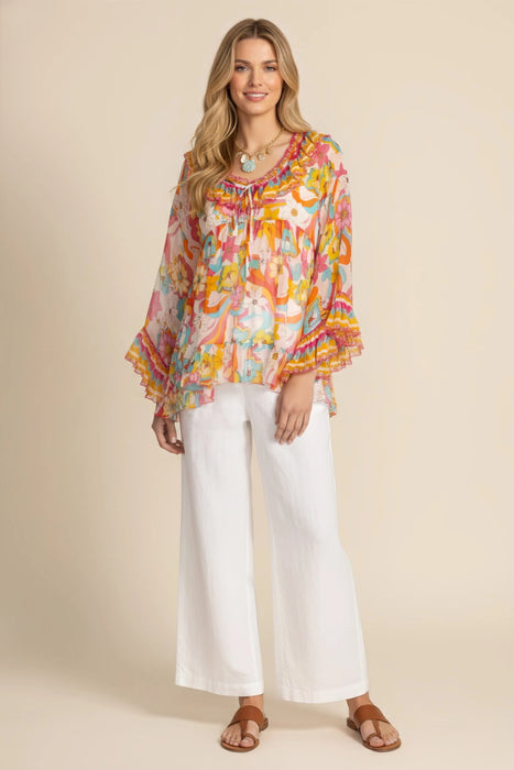 Johnny Was Jade Gal Ruffle Tie Blouse L17725-4