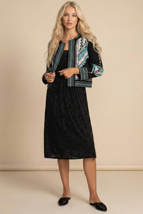 Johnny Was Jade Black Helena Midi Dress L35325-8