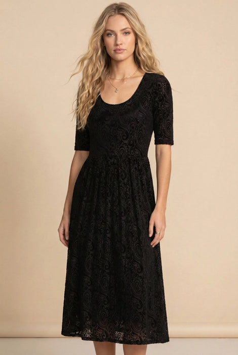 Johnny Was Jade Black Helena Midi Dress L35325-8