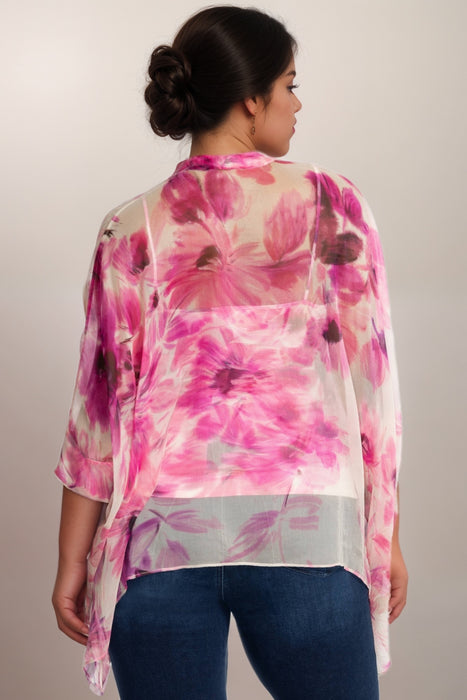 Johnny Was Jade Katia Oversized Floral Silk Blouse L10425 Plus Size
