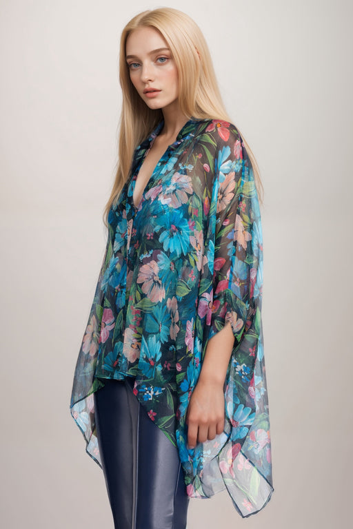Johnny Was Jade Style L15224-E Katia Oversized Floral Silk Blouse