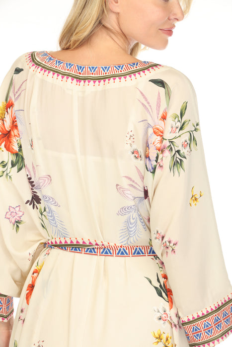 Johnny Was Larissa Kaftan Dress Floral Maxi with Belted Waist AfterRetail Johnny Was Larissa Kaftan Dress Floral Maxi with Belted Waist AfterRetail