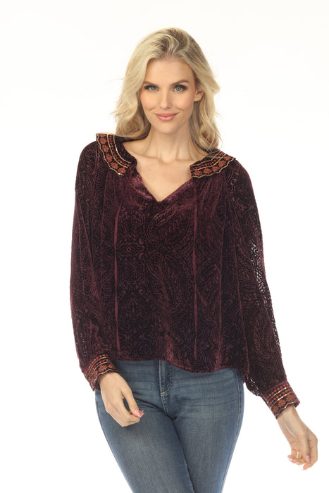 Johnny Was Jade Burgundy Liliever Raglan Blouse L17825-9