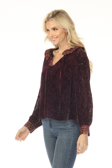 Johnny Was Jade Burgundy Liliever Raglan Blouse L17825-9