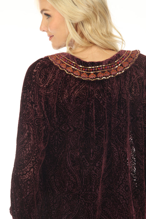 Johnny Was Jade Burgundy Liliever Raglan Blouse L17825-9