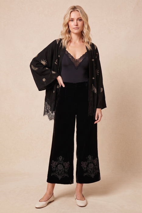 Johnny Was Jade Black Lilith Wide Leg Cropped Pants L60724-O