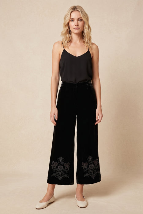 Johnny Was Jade Black Lilith Wide Leg Cropped Pants L60724-O