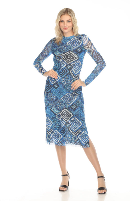 Johnny Was Jade Style L34324-E Blue Lolia Mesh Midi Dress