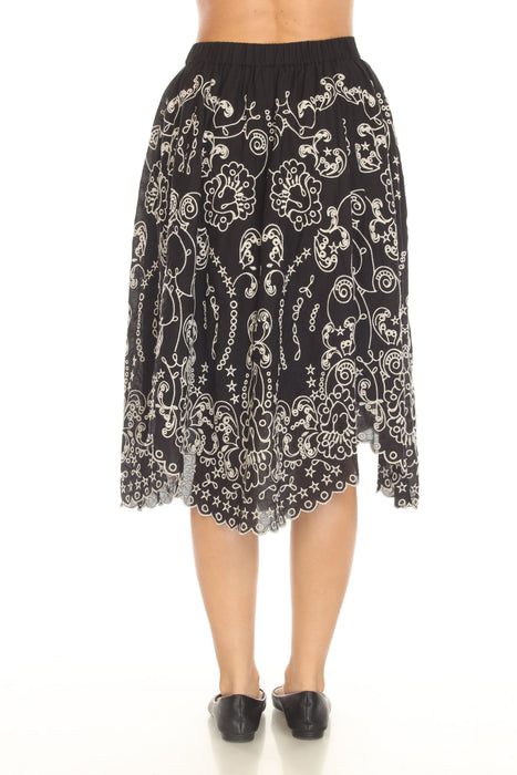 Johnny Was Jade Black Millie Embroidered Midi Skirt L77125-1