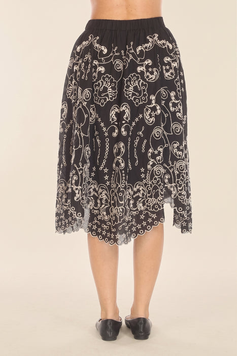 Johnny Was Jade Black Millie Embroidered Midi Skirt L77125-1