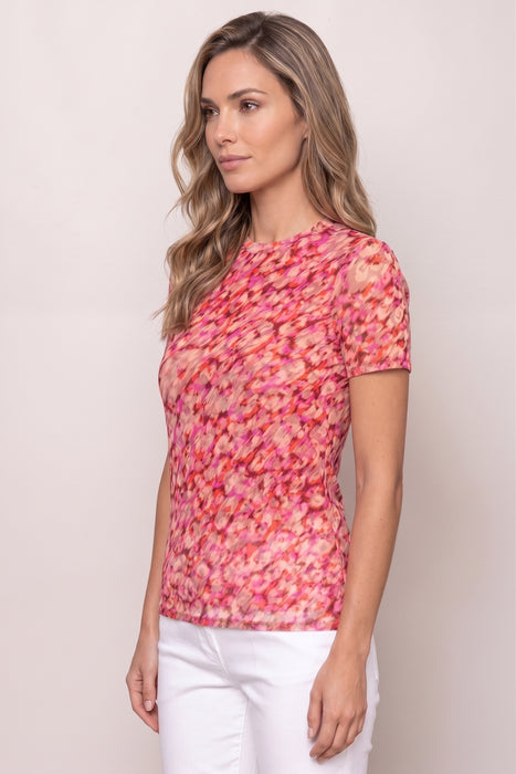 Johnny Was Jade Pink Mina Mesh Short Sleeve Tee R13024