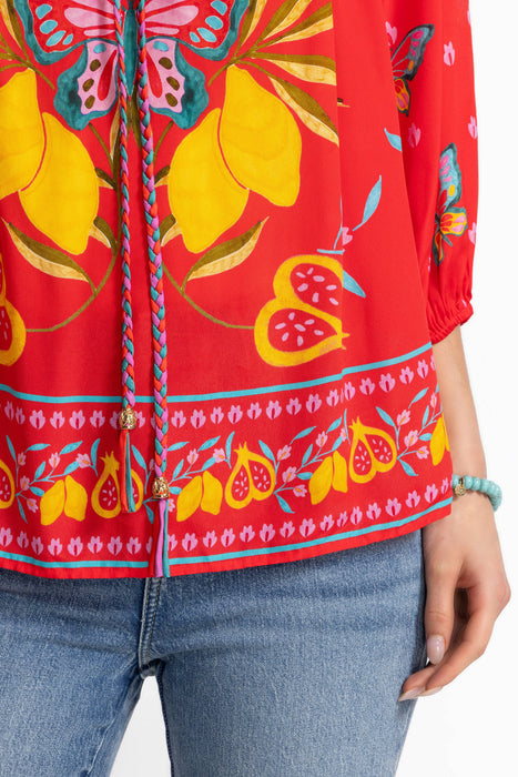 Johnny Was Jade Red Monaco Peasant Blouse L14725-4