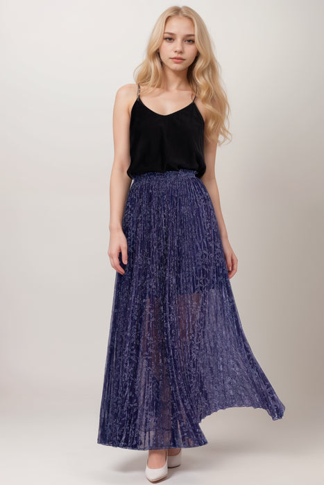 Johnny Was Jade Blue Montee Pleated Maxi Skirt L79724-9