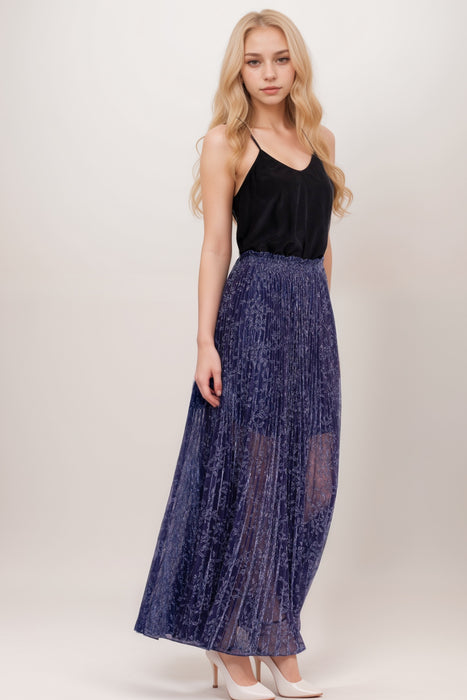 Johnny Was Jade Blue Montee Pleated Maxi Skirt L79724-9