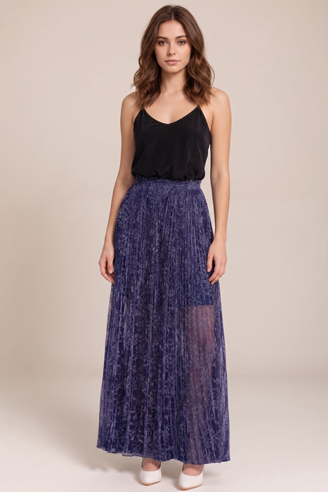 Johnny Was Jade Blue Montee Pleated Maxi Skirt L79724-9