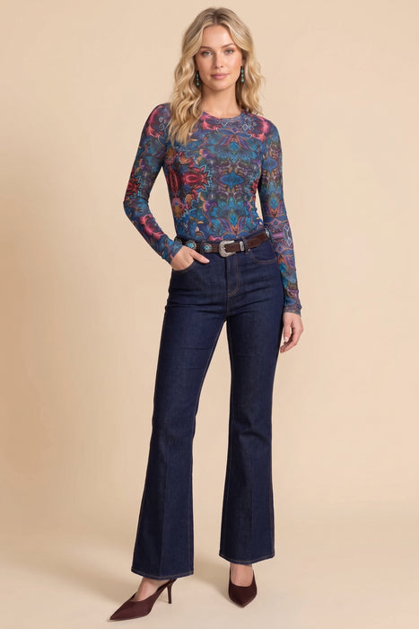 Johnny Was Jade Natalie Long Sleeve Mesh Tee L16025-8