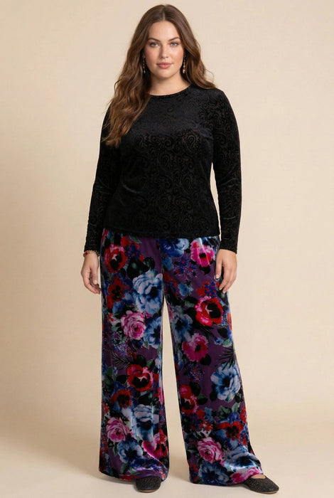 Johnny Was Jade Black Natalie Long Sleeve Mesh Tee L16725-8 Plus Size