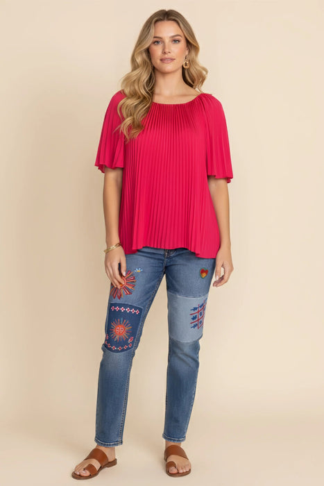 Johnny Was Jade Pink Georginna Pleated Blouse L18624-6