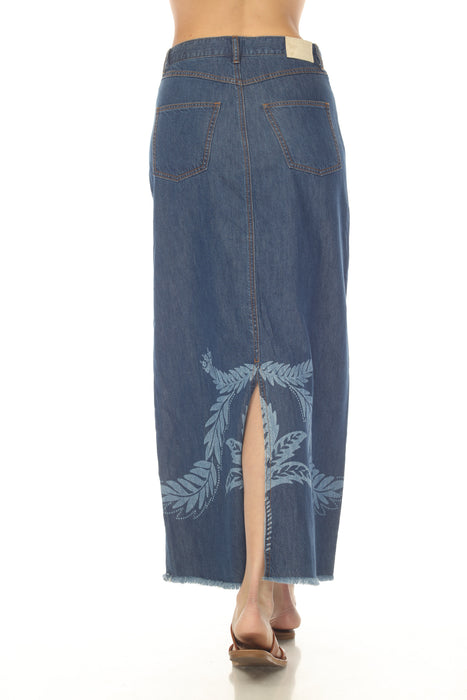 Johnny Was Jade Denim Blue Rosalia Jean Maxi Skirt L73225-7
