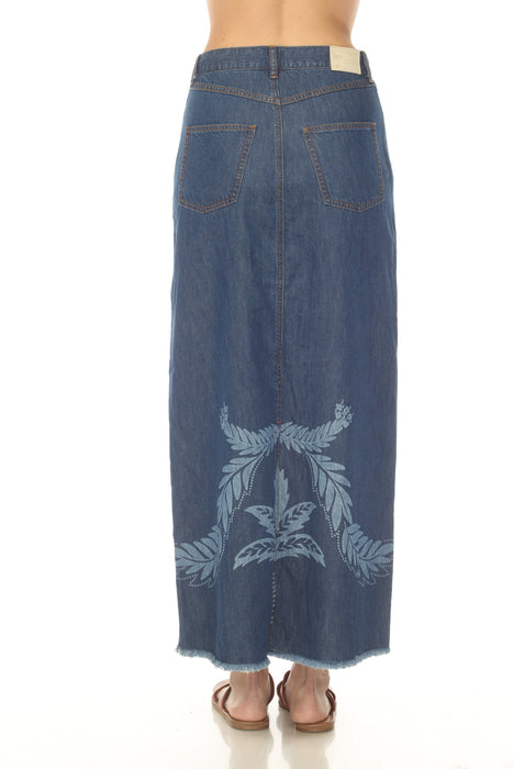 Johnny Was Jade Denim Blue Rosalia Jean Maxi Skirt L73225-7