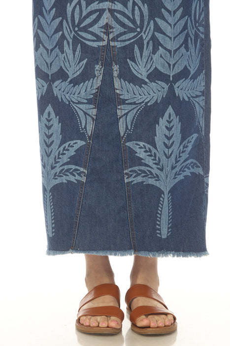 Johnny Was Jade Denim Blue Rosalia Jean Maxi Skirt L73225-7