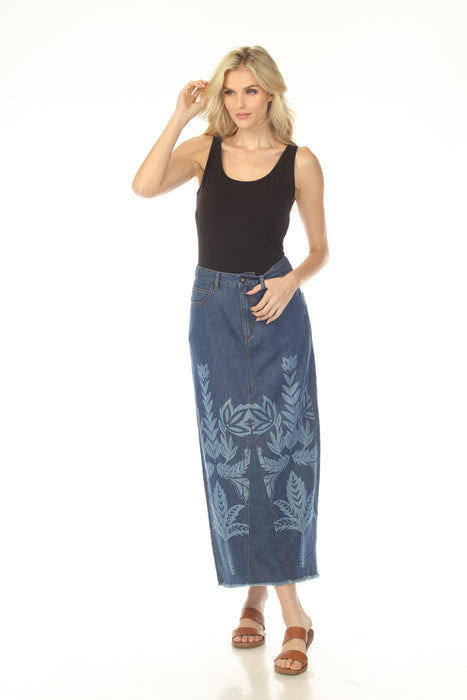 Johnny Was Jade Denim Blue Rosalia Jean Maxi Skirt L73225-7