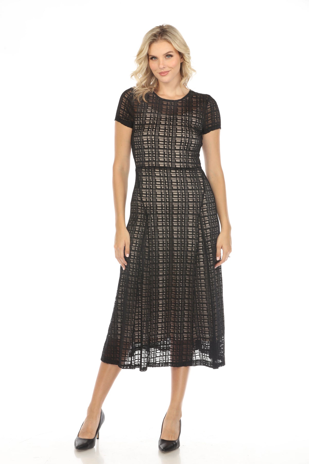by johnny knotted carnation midi dress Solia Paneled Mesh Midi Dress