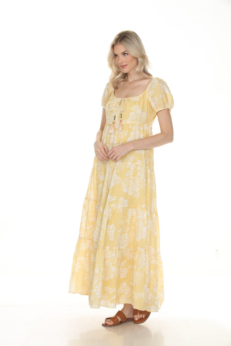 Johnny Was Jade Sorrento Sunshine Yellow Lily Rae Tiered Maxi Dress L37326-3
