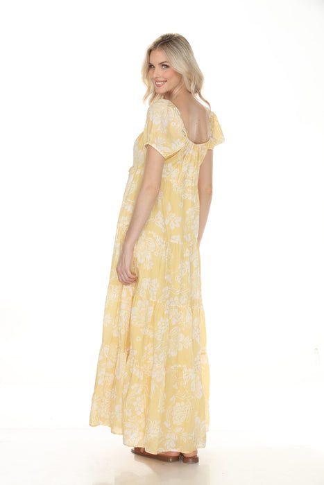 Johnny Was Jade Sorrento Sunshine Yellow Lily Rae Tiered Maxi Dress L37326-3