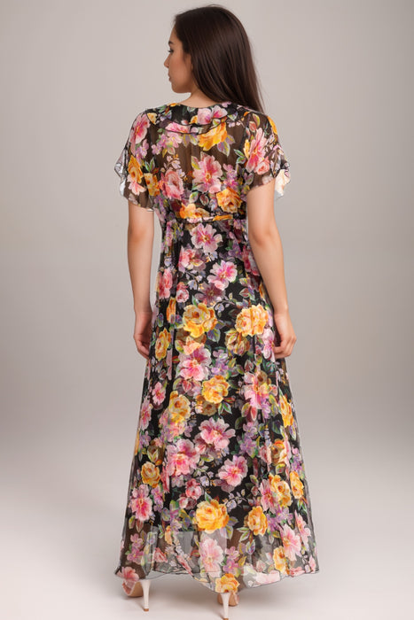 Johnny Was Jade Suri Ruffle Floral Silk Maxi Dress L38025-1