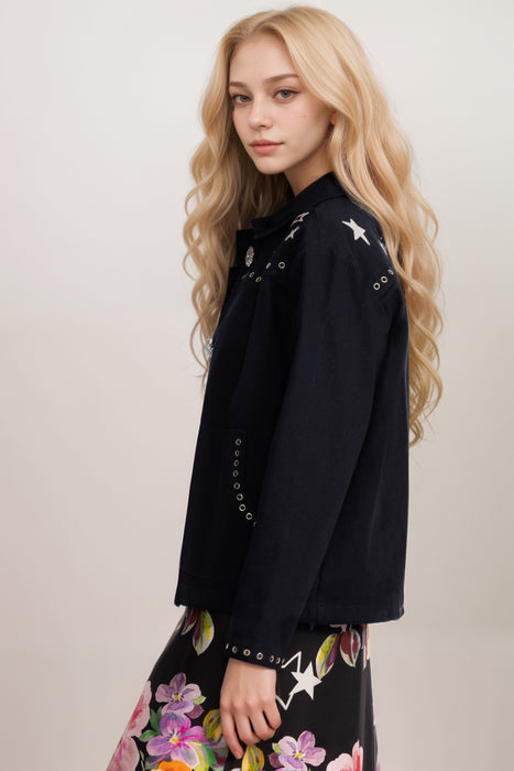 Johnny Was Jade Black Tory Embroidered Jacket L46025-1