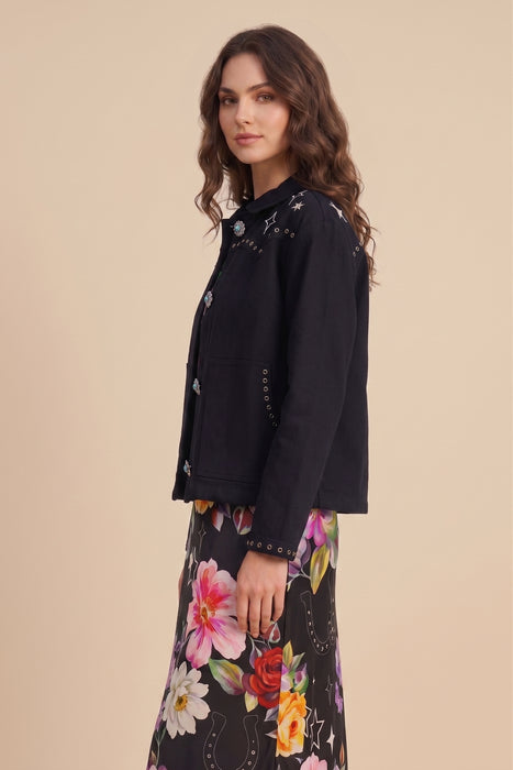 Johnny Was Jade Black Tory Embroidered Jacket L46025-1