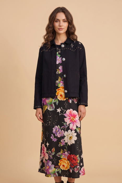 Johnny Was Jade Black Tory Embroidered Jacket L46025-1