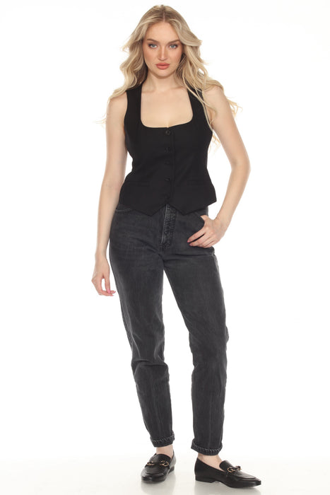 Johnny Was Jade Black Tularose Tailored Vest L48024-6