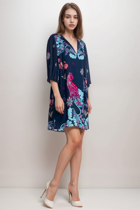 Johnny Was Jade Blue Vesna Mini Dress L32125-2