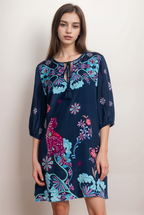 Johnny Was Jade Blue Vesna Mini Dress L32125-2