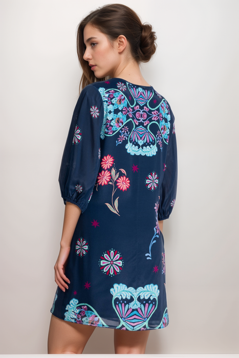 Johnny Was Jade Blue Vesna Mini Dress L32125-2