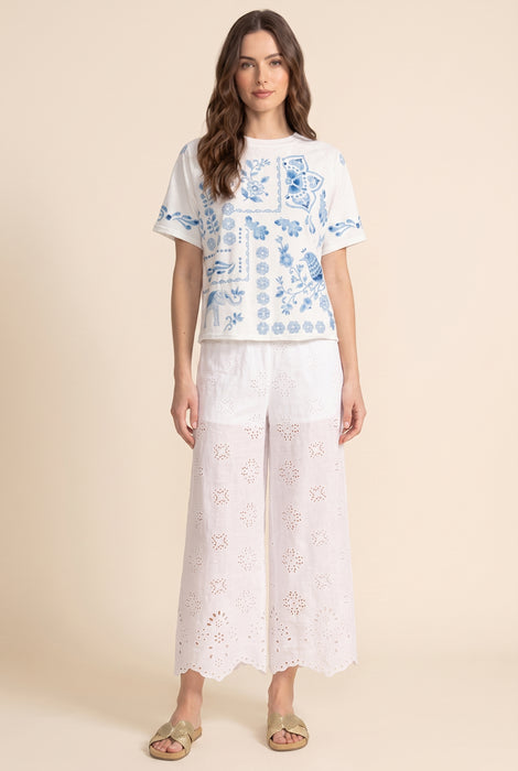 Johnny Was Jade White Dolores Wide Leg Pant L60125-5
