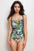 Johnny Was Style CSW4724-H Floral Ruched One Piece Swimsuit for Women