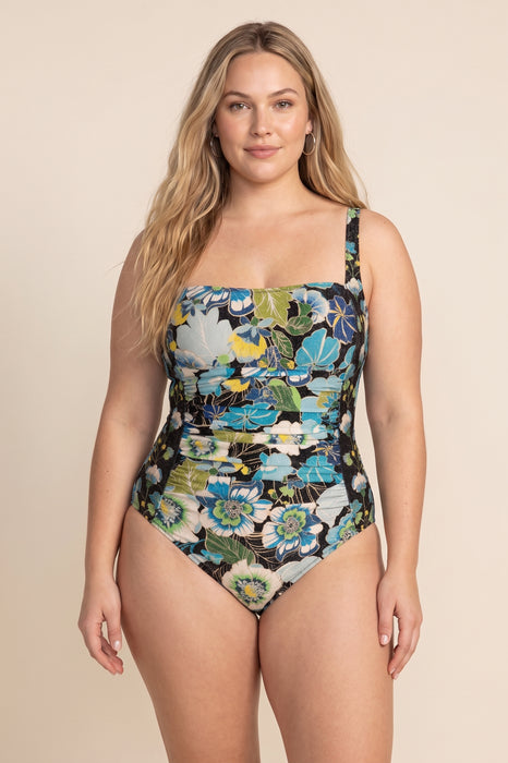Johnny Was Jenn Ruched One Piece Swimsuit CSW4724-H Plus Size
