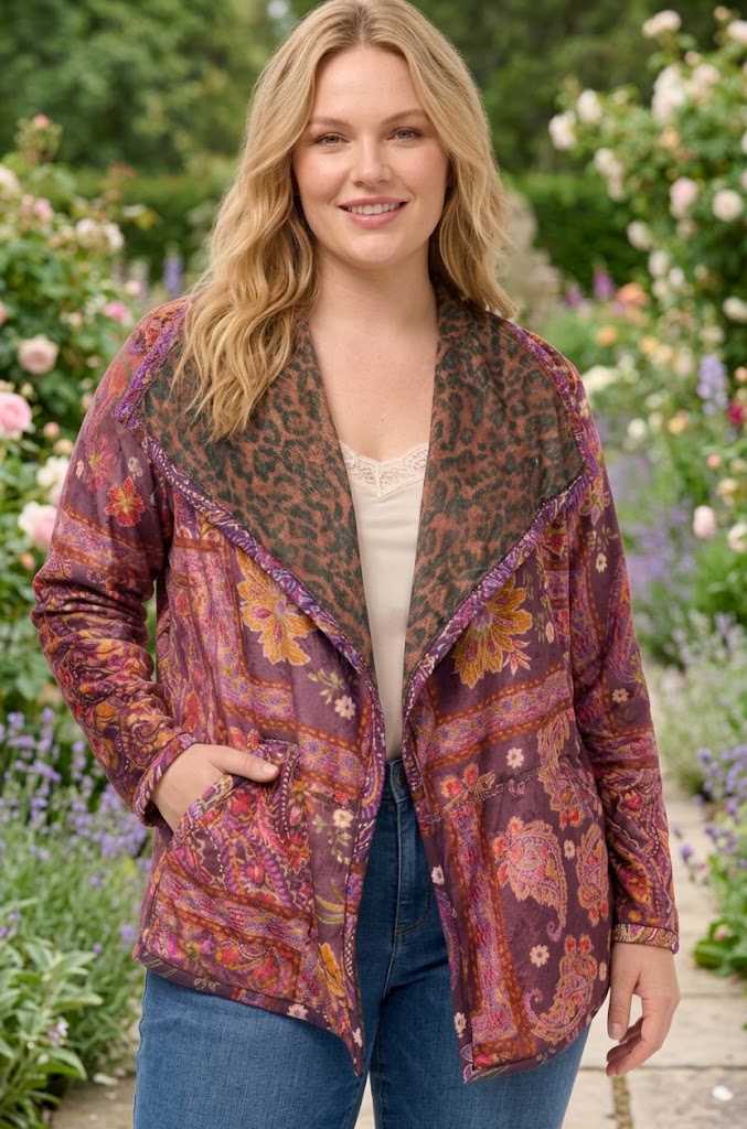 Johnny Was Joan Wrap Binded Sherpa Reversible Jacket Plus Size