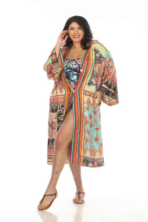 Johnny Was Style C47823 Journey Silk Printed Reversible Kimono Plus Size