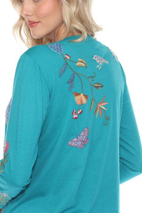 Johnny Was JWLA Adela Slit Sleeve Embroidered Tee J12824